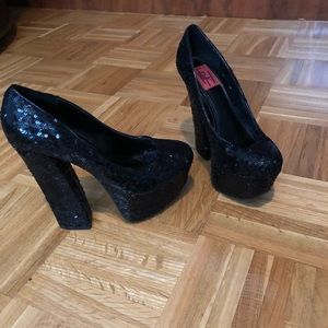 Black sequence heels